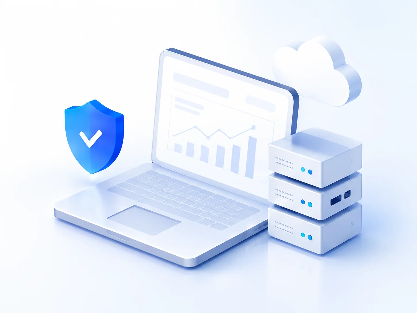 IT-Infrastruktur für Arztpraxen: Laptop mit Auswertungen, Server, Cloud und IT-Sicherheit